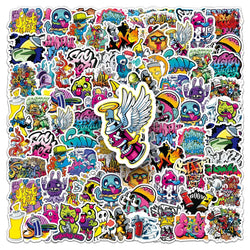 50Pcs Cartoon Graffiti Waterproof Vinyl Stickers for Skateboard Snowboard (Online Order Only)