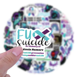 50/100Pcs Suicide Awareness Stickers Teal Purple Ribbon Suicide Prevention Waterproof Decals for Water Bottle Laptop Phone (ONLINE ORDER ONLY)