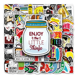 50Pcs Cartoon Waterproof Vinyl Stickers for Skateboard Snowboard (Online Order Only)