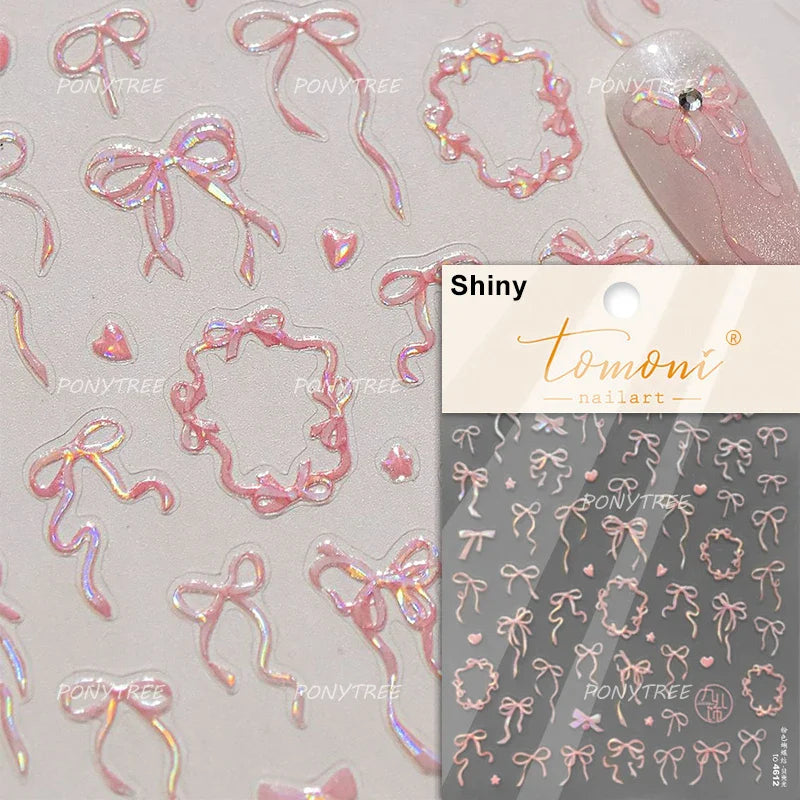 Black Rabbit Bunny Ribbon Bowknot Flower Cake Daisy Dessert Knife Fork Butterfly Self Adhesive Nail Art Stickers Manicure Decals (ONLINE ORDER ONLY)