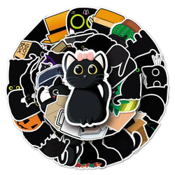 50Pcs Black Cat Cartoon Waterproof Vinyl Stickers for Skateboard Snowboard (Online Order Only)