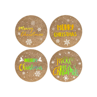100-500Pcs Round Merry Christmas Stickers Seal Labels 1inch Golden Word Label For Christmas Gift Decorate Sticker (Online Order Only)
