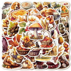 Vintage Thanksgiving Stickers Decals - Laptop, Phone, Luggage, Guitar, Waterproof, Kids Toys (10/30/50pcs) (ONLINE ORDER ONLY)