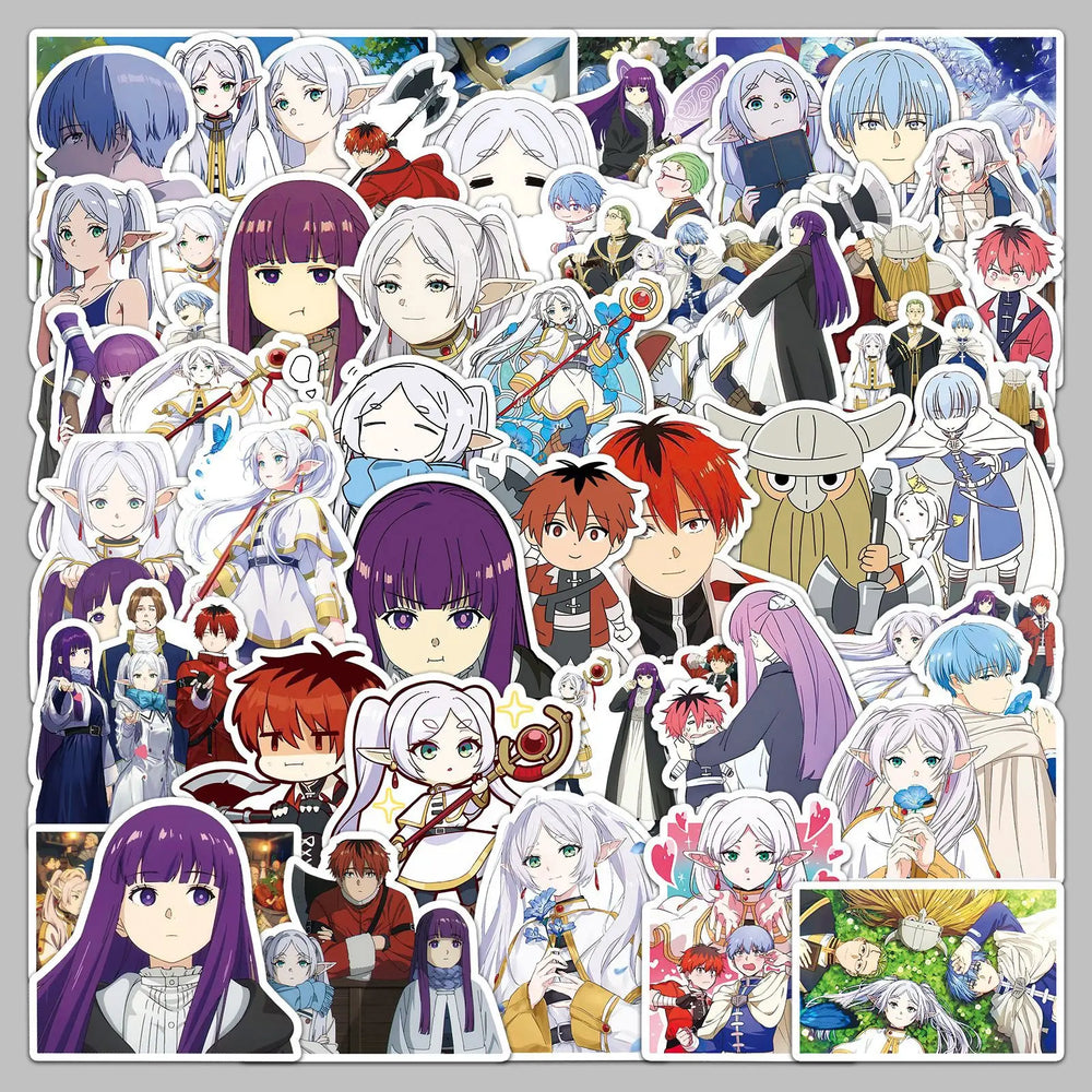 50pcs Cartoon Frieren Stickers for Helmet, Wall, Desktop Decoration (Online Order Only)