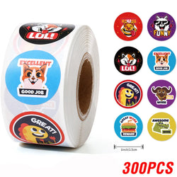 100-500 Pcs 1inch/2.5cm Animal Good Job Cool Stickers Roll for Envelope Praise Reward Student Work Label Stationery Seal Lable (ONLINE ORDER ONLY)