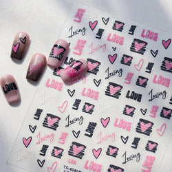 Graffiti Line Love Heart Cool Personal Hollow Out English Letter Y2k Self Adhesive Nail Art Decorations Sticker Manicure Decals (ONLINE ORDER ONLY)