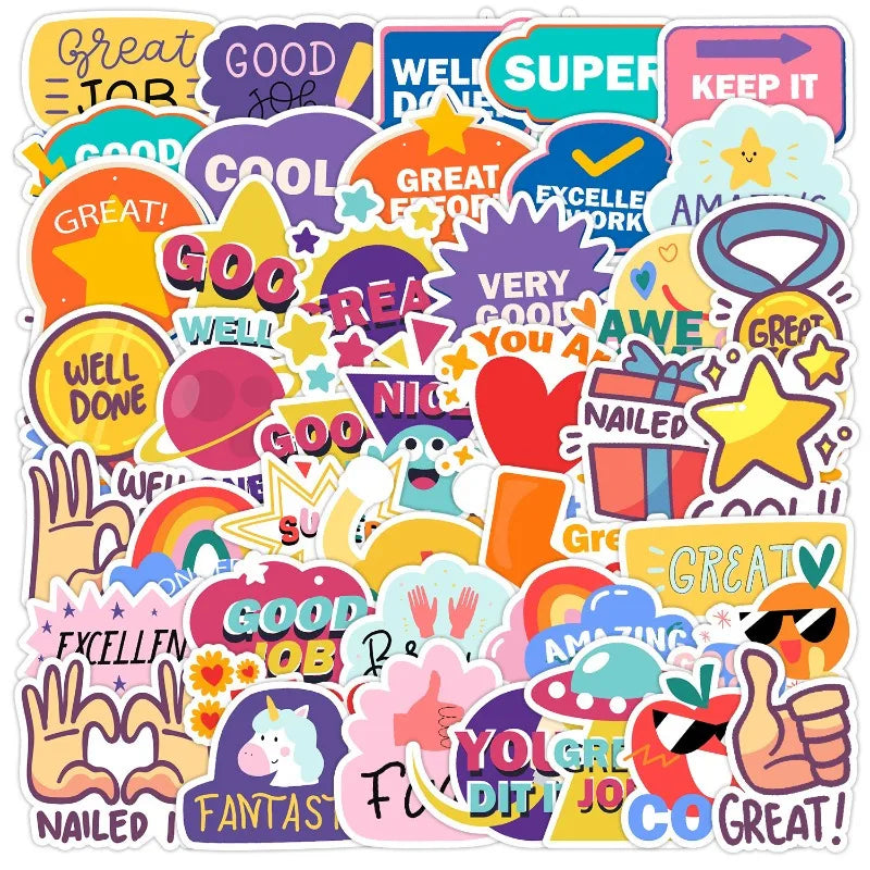 50pcs Cute Cartoon Graffiti Stickers for Helmet, Wall, DIY Decoration Wholesale (ONLINE ORDER ONLY)