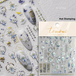 Romantic Pink Peach Blossom Tower Circular Fan Hollowed Window Tassel Pendant Antique Tree Chic Nail Art Stickers Manicure Decal (ONLINE ORDER ONLY)