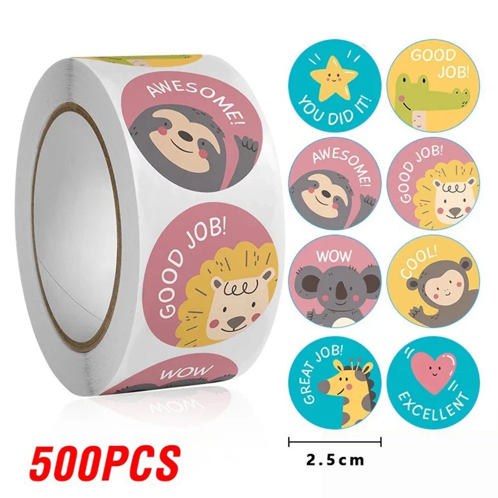 100-500pcs Cartoon Animals Cute Reward Stickers for Kids School Teacher Supplies Kids Classic Toy Gift Sealing Decor Stationery (ONLINE ORDER ONLY)