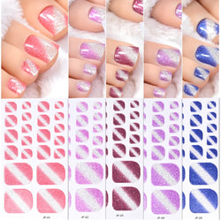 110Tips 3D Full Cover Gradient Toenail Stickers Multi Color Self Adhesive Slider No Need UV Lamp Cured Press On Toe Nail Decals* (ONLINE ORDER ONLY)