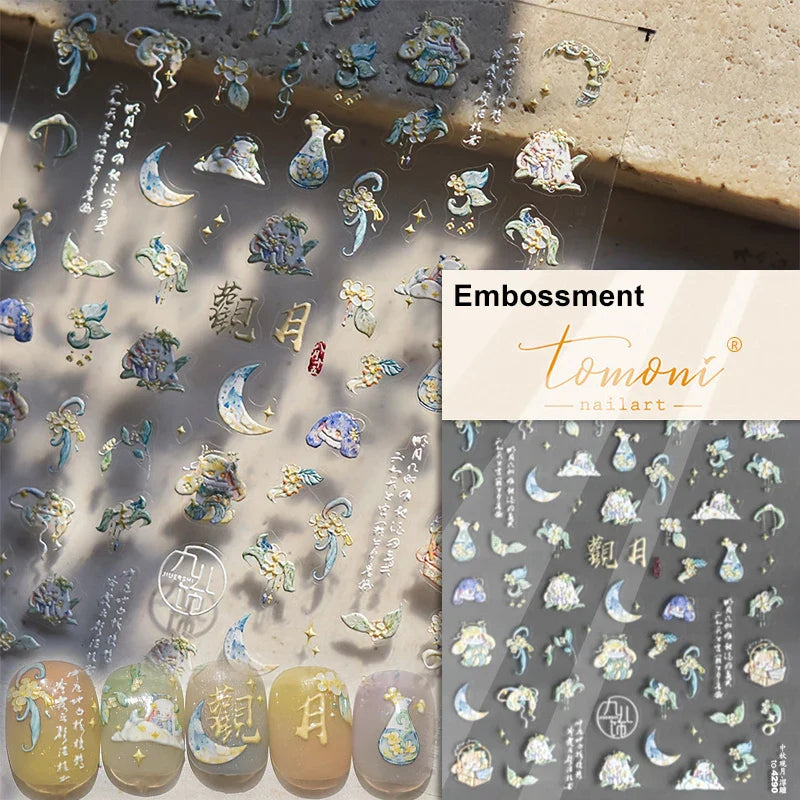 Autumn Fall Sunflower Rabbit Leaves Crane Rose Sun Mountain Hill Produce Good Harvests Cookie Nail Art Sticker Decoration Decals (ONLINE ORDER ONLY)