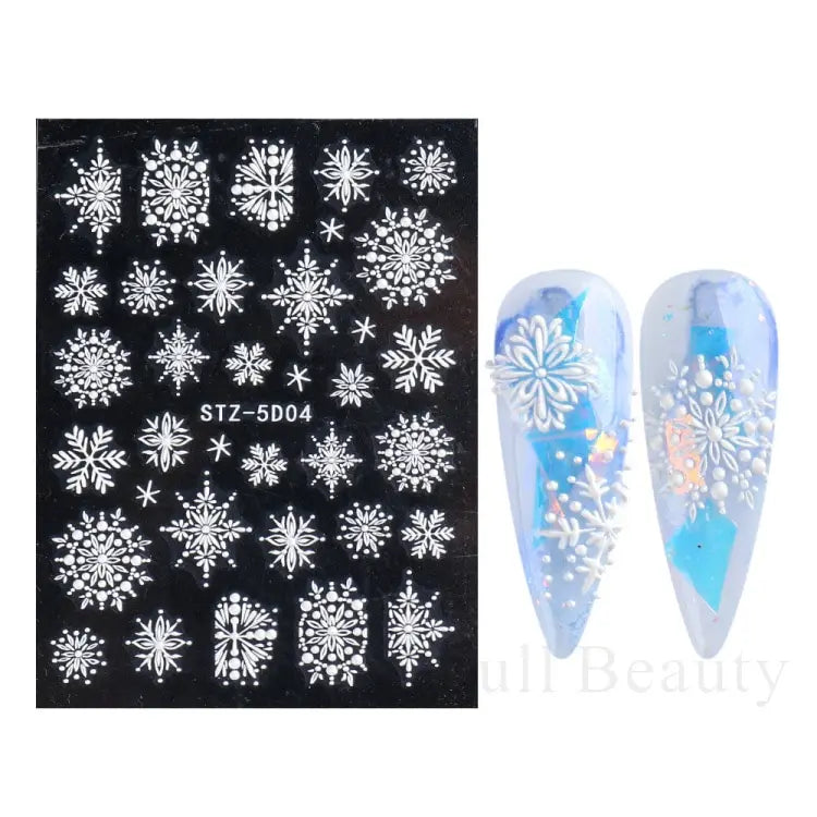 5D White Flower Embossed Nail Art Decals Bouquet Wedding Stickers Decoration Abstract Floral Leaf Dreamcatcher Sliders LA5D-K162 (Online Order Only)