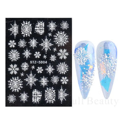 5D White Flower Embossed Nail Art Decals Bouquet Wedding Stickers Decoration Abstract Floral Leaf Dreamcatcher Sliders LA5D-K162 (Online Order Only)