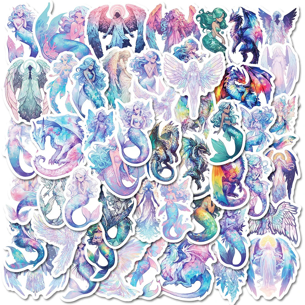 Mermaid Cartoon Stickers for Laptop Phone Suitcase Notebook (10/30/50pcs) (Online Order Only)