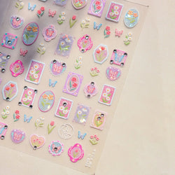 Retro Tulip Flowers Daisy Photo Frame Geometric Border Bowknot Butterfly Soft Relief Adhesive Nail Art Stickers Manicure Decals (ONLINE ORDER ONLY)