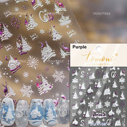 Cat House Snow Tree Window Fish Star Shiny Snowman Duck 5D Self Adhesive Nail Art Stickers Hat Apple Rhinestone Manicure Decals (ONLINE ORDER ONLY)