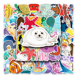 50Pcs Ocean Cartoon Waterproof Vinyl Stickers for Skateboard Snowboard (Online Order Only)