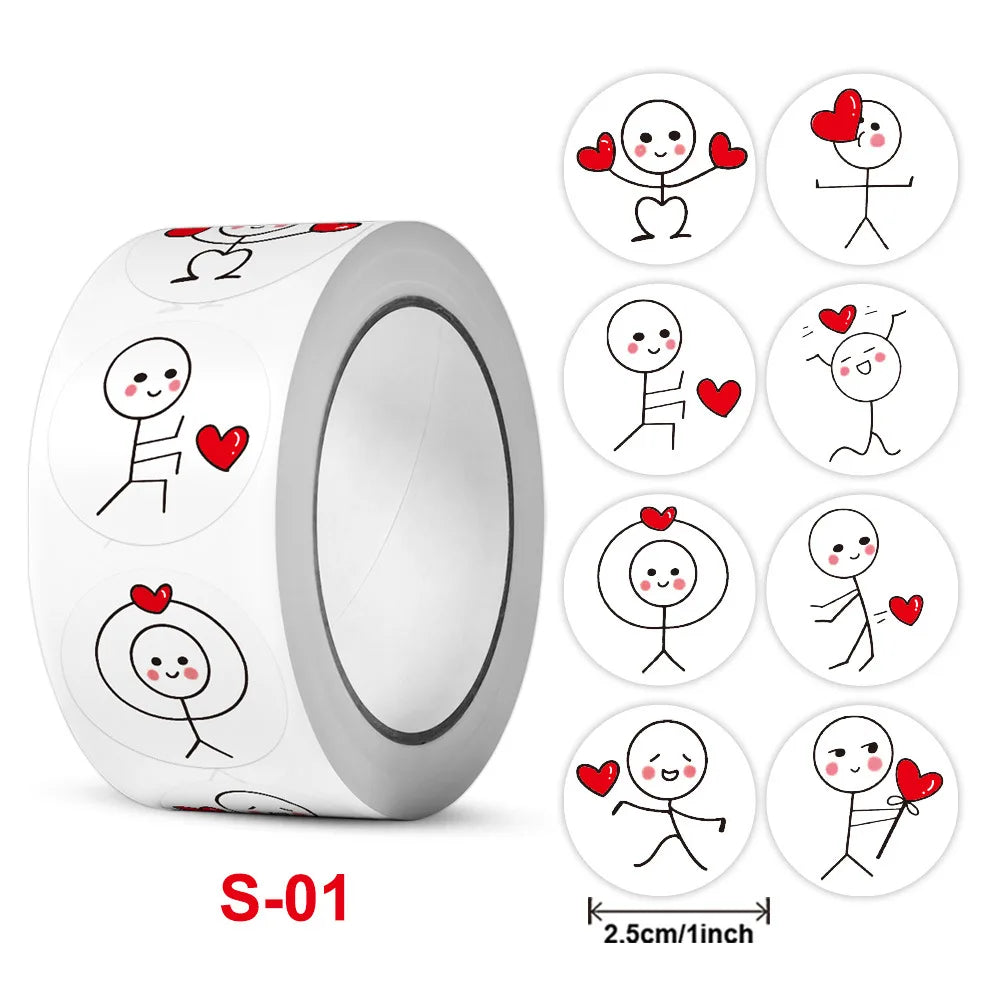 50-500pcs Cute Cartoon Heart Stickers for Valentine's Day Baking Packaging Sticker Envelope Seals Love Decorative Stickers Gift (ONLINE ORDER ONLY)