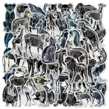 Black & White X-ray Skeleton Stickers - Waterproof PVC for Skateboard, Notebook, Graffiti (10/30/50PCS) (ONLINE ORDER ONLY)