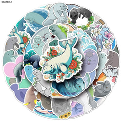 Cartoon Manatee Stickers for Laptop Luggage Suitcase DIY Decor (Online Order Only)