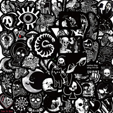 10/30/50PCS Horror Gothic Black Stickers Art Graffiti Decals Laptop Phone Suitcase Notebook Skateboard Car Cool Sticker DIY Toys (ONLINE ORDER ONLY)