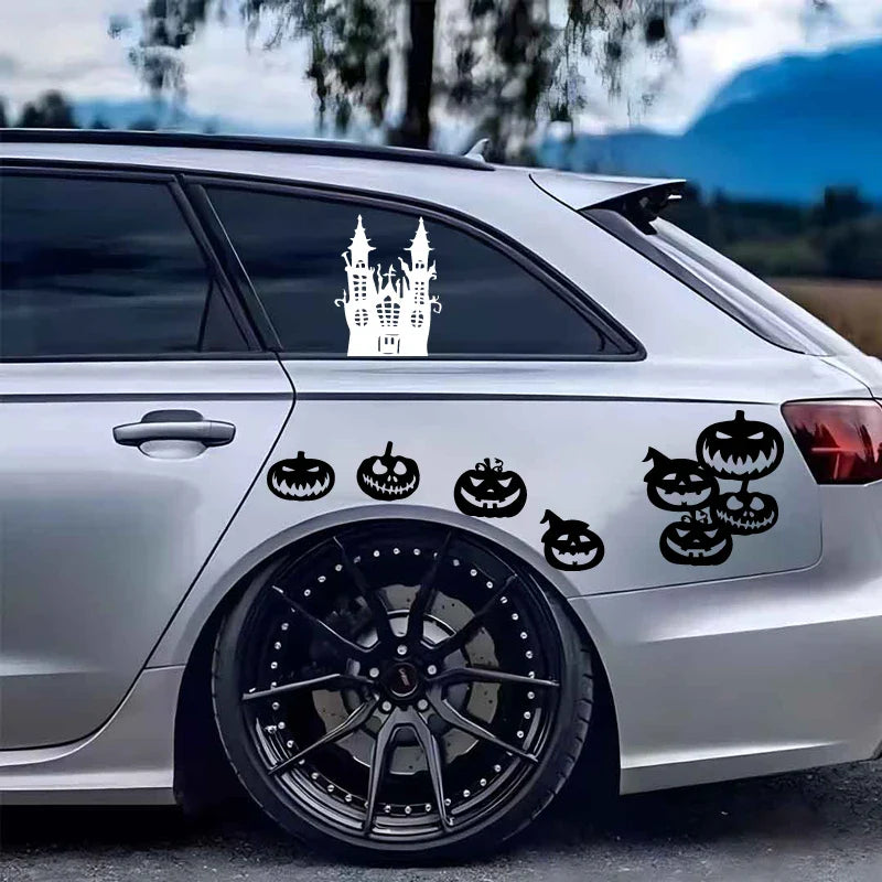 6pcs Halloween Decorative Stickers Castle Pumpkin Lantern Ghost Skull Waterproof  High Quality decal for  car ,window Stickers (ONLINE ORDER ONLY)