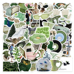Cute Green Cartoon Stickers 10/30/62pcs Graffiti Decals for Scrapbook Laptop Fridge Bike DIY Kids (Online Order Only)