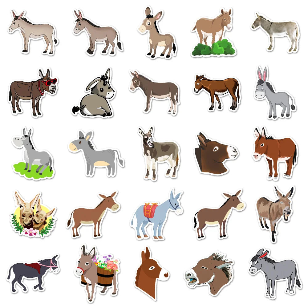 50Pcs The donkey Stickers DIY Helmet Skateboard Laptop Motorcycle Graffiti Sticker Decals Kids (Online Order Only)