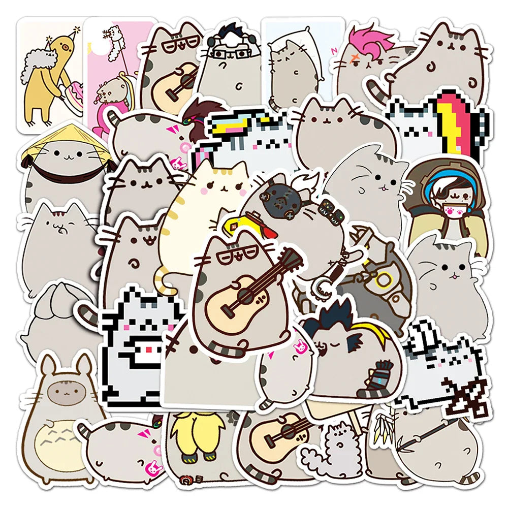 10/30/50PCS Kawaii Chunky Cat Stickers Cute Animal DIY Toy For Kids Stationery Notebook Phone PVC Waterproof Sticker Decorative (ONLINE ORDER ONLY)