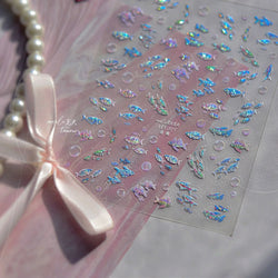 Colorful Shoal of Fish Whale Ocean Shell Conch Starfish Summer Sea Jellyfish Bubble Nail Art Decoration Sticker Manicure Decals (ONLINE ORDER ONLY)