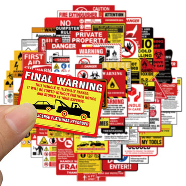 75Pcs Warning Stickers Danger Skateboard Fridge Guitar Laptop Motorcycle Decals (Online Order Only)