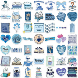 10/30/50PCS Kawaii Blue Reading Sticky PVC Sticker Aesthetic DIY Decoration Scrapbooking Hand Accounting Supplies for Kids (Online Order Only)