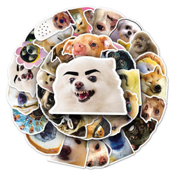 50Pcs Dog Emoji Cartoon Waterproof Vinyl Stickers for Skateboard Snowboard (ONLINE ORDER ONLY)