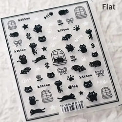 Cute Cat Eye Fishbone Animals Leopard Cat Ginger Cat Kitten Exclamation Point Paw Self Adhesive Nail Art Sticker Manicure Decals (ONLINE ORDER ONLY)