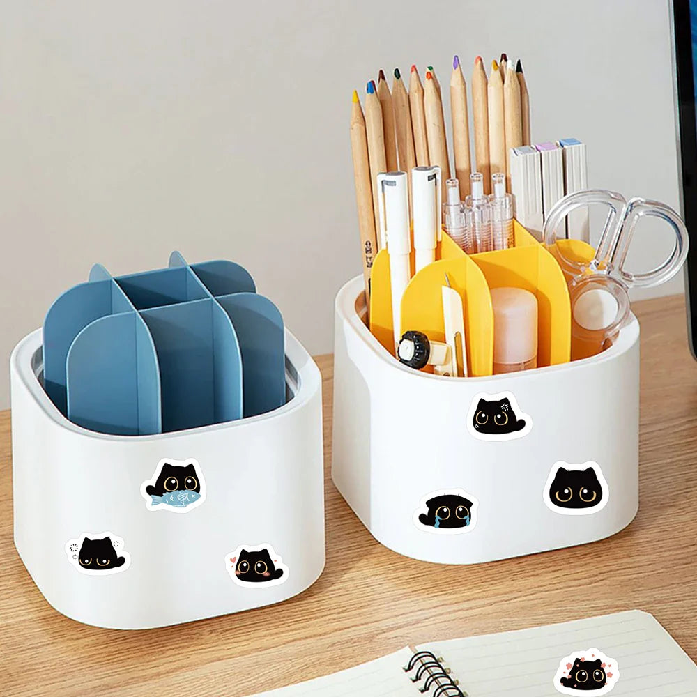 500pcs/roll Cute Cartoon Animal Black Cat Stickers Kids Students Reward Decals Luggage Laptop Phone Vinyl Sticker (10 Patterns) (ONLINE ORDER ONLY)