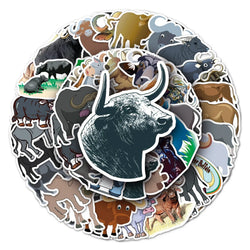 50Pcs Buffalo Cartoon Waterproof Vinyl Stickers for Skateboard Snowboard (Online Order Only)