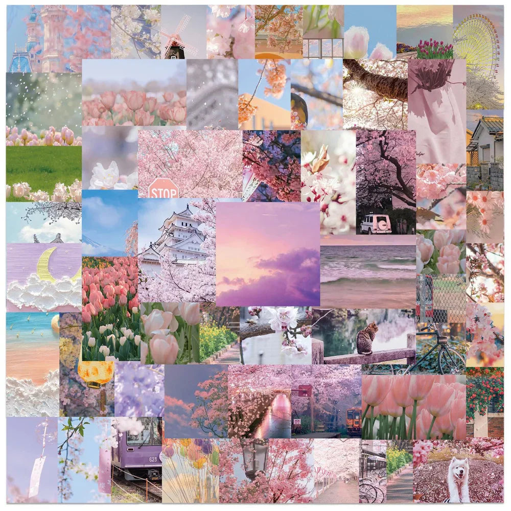 Cute Pink Flower Stickers for Phone, Laptop, Luggage, Guitar, Car - 10/30/65pcs Aesthetic Decals (ONLINE ORDER ONLY)
