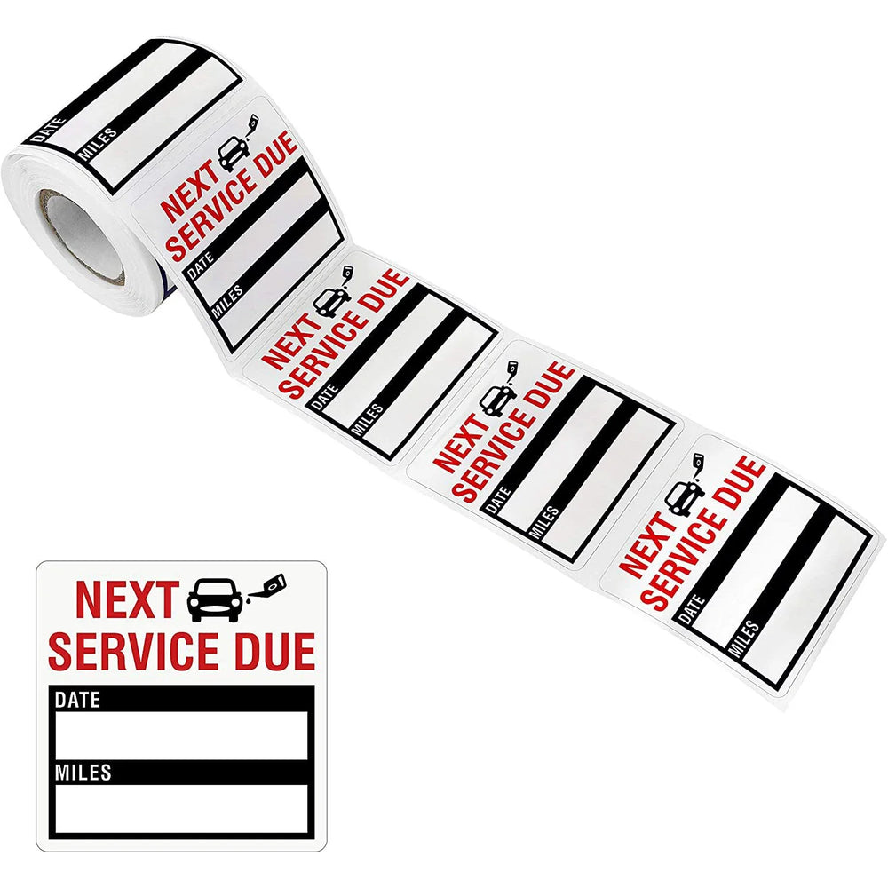 100pcs/roll Oil Change Maintenance Service Reminder Stickers Adhesive Window Labels Car Sticker "NEXT SERVICE DUE" (ONLINE ORDER ONLY)