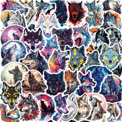 50pcs Wolf Collection Stickers Cartoon DIY Skateboard Phone Case Laptop Waterproof Cool Dark Animal Sticker Decals Toy (Online Order Only)