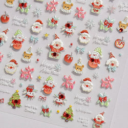 Apple Bear Bunny Snowman Winter Tree Bell Dog Self Adhesive Nail Art Stickers Snowflake Santa Claus Rhinestone Manicure Decals (ONLINE ORDER ONLY)