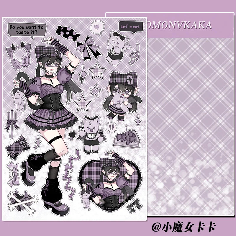 Sweet Cute Skateboard Girl Stickers Diary Scrapbooking DIY Album Decoration Sticker Aesthetic Personalized Kawaii Stationery (Online Order Only)