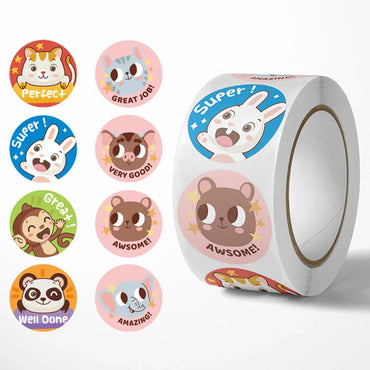 100-500pcs Cute Cartoon Animals Reward Stickers School Teacher Supplies Classic Toy Gift Sealing Decor Stationery Sticker (Online Order Only)