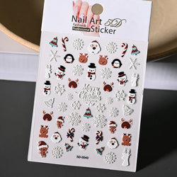 Cute Deer Christmas Nail Stickers 5D Embossed Elk Star Gingerbread Man Snowflake Santa Claus Holly DIY Winter Engraved Manicure* (ONLINE ORDER ONLY)