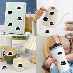500pcs/roll Cute Cartoon Animal Black Cat Stickers Kids Students Reward Decals Luggage Laptop Phone Vinyl Sticker (10 Patterns) (ONLINE ORDER ONLY)