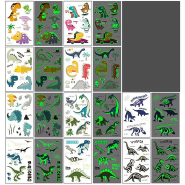 10pcs Luminous Dinosaur Glow Waterproof Temporary Tattoo Stickers Mermaid Lion Flash Tatto For Kids Arm Body Art Fake Tattoos (ONLINE ORDER ONLY)