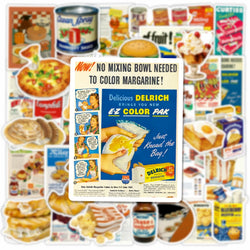 Retro Food Style Sticker Set - DIY Phone Laptop Luggage Skateboard Decals Gift (ONLINE ORDER ONLY)