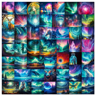 10/50Pcs Dreamy Colorful Northern Lights Graffiti Stickers DIY Stationery Scrapbook Travel Luggage Skateboard Decoration Sticker (ONLINE ORDER ONLY)