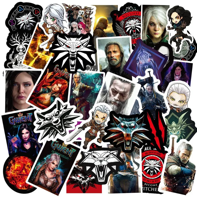 50pcs Witcher Game Stickers for Luggage, Water Bottles, Phones, Laptops, Scooters, Refrigerators (Online Order Only)