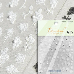 Pale Flower Bouquet Label Bowknot Stationery Sunflower Daisy Leaf 3D Self Adhesive Nail Art Stickers Rhinestone Manicure Decals (Online Order Only)