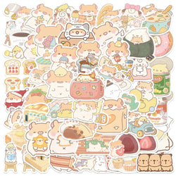 50PCS Kawaii Hamster Stickers Cartoon DIY Stationery Sketchbook Laptop Diary Scrapbook (Online Order Only)